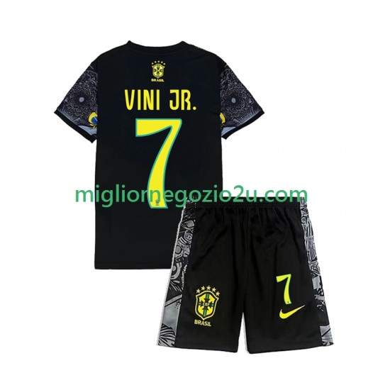 Brasile Vinicius Junior 7 Cheist the Redeemer Football Shirts Bambino Casa Divisa 2024 Manica Corta