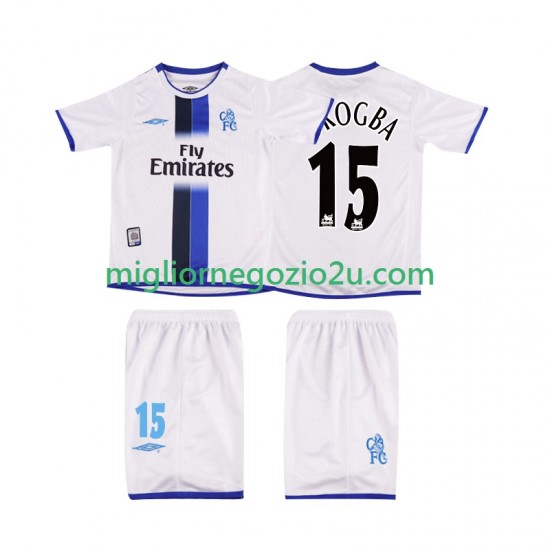 Maglia Chelsea DROGBA 15 2003 Retro Bambino Trasferta Divisa Manica Corta