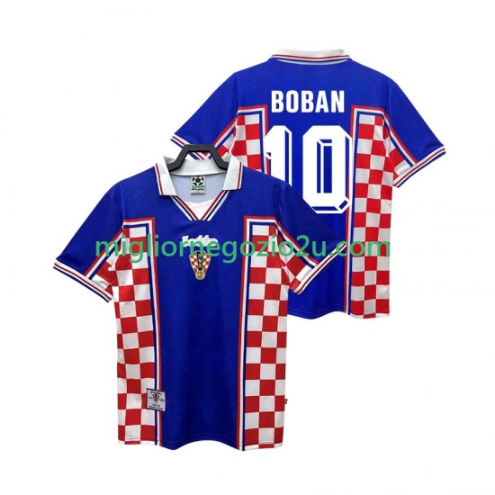 Maglia Croazia BOBAN 10 Retro Uomo Trasferta Divisa 1998 Manica Corta