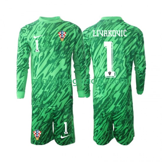 Maglia Croazia DOMINIK LIVAKOVIC 1 Portiere Bambino Trasferta Divisa 2024 Manica Lunga