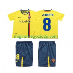 Maglia FC Barcelona A INIESTA 8 2009 Retro Bambino Trasferta Divisa 2008 Manica Corta