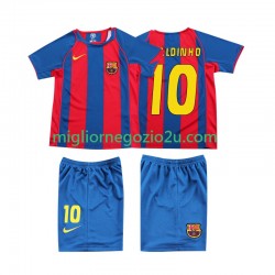 Maglia FC Barcelona RONALDINHO 10 Retro Bambino Casa Divisa 2004 Manica Corta