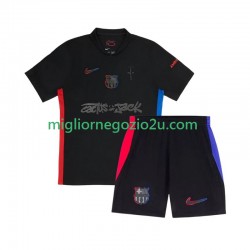 Maglia FC Barcelona TRAVIS SCOTT Bambino Trasferta Divisa 2024-2025 Manica Corta