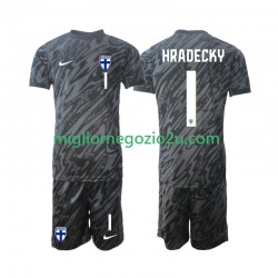 Maglia Finlandia HRADECKY 1 Portiere Bambino Casa Divisa 2024 Manica Corta