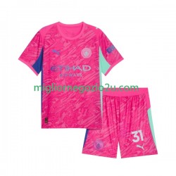 Maglia Manchester City Ederson Moraes 31 Portiere Bambino Trasferta Divisa 2025-2026 Manica Corta