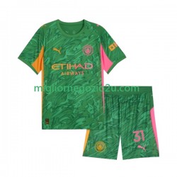 Maglia Manchester City Ederson Moraes 31 Portiere Bambino Casa Divisa 2025-2026 Manica Corta