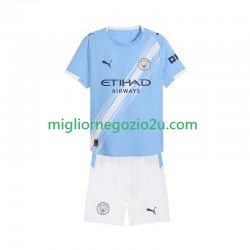 Maglia Manchester City Bambino Casa Divisa 2025-2026 Manica Corta