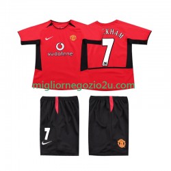 Maglia Manchester United BECKHAM 7 Retro Bambino Casa Divisa 2004 2002 Manica Corta