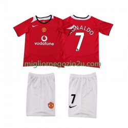 Maglia Manchester United Cristiano Ronaldo 7 Retro Bambino Casa Divisa 2004 2006 Manica Corta