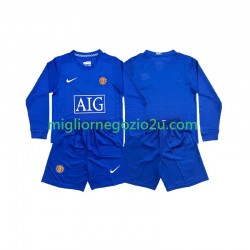 Maglia Manchester United Retro Bambino Trasferta Divisa 2008 Manica Lunga
