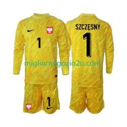 Maglia Polonia Szczesny 1 Portiere Bambino Casa Divisa 2024 Manica Lunga