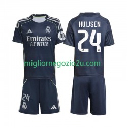 Maglia Real Madrid Huijsen 24 Bambino Trasferta Divisa 2025-2026 Manica Corta