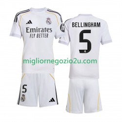 Maglia Real Madrid Jude Bellingham 5 Bambino Casa Divisa 2025-2026 Manica Corta