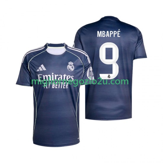 Maglia Real Madrid Mbappé Kylian 9 Uomo Trasferta Divisa 2025-2026 Manica Corta