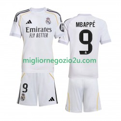 Maglia Real Madrid Mbappé Kylian 9 Bambino Casa Divisa 2025-2026 Manica Corta