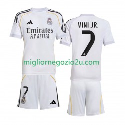 Maglia Real Madrid Vinicius Junior 7 Bambino Casa Divisa 2025-2026 Manica Corta