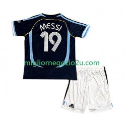 Maglia Argentina Lionel Messi 19 Retro Bambino Trasferta Divisa 2006 Manica Corta