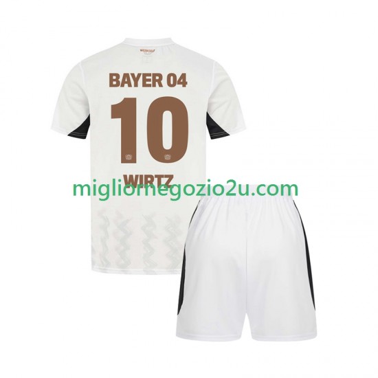 Maglia Bayer 04 Leverkusen Florian Wirtz 10 Bambino Trasferta Divisa 2024-2025 Manica Corta