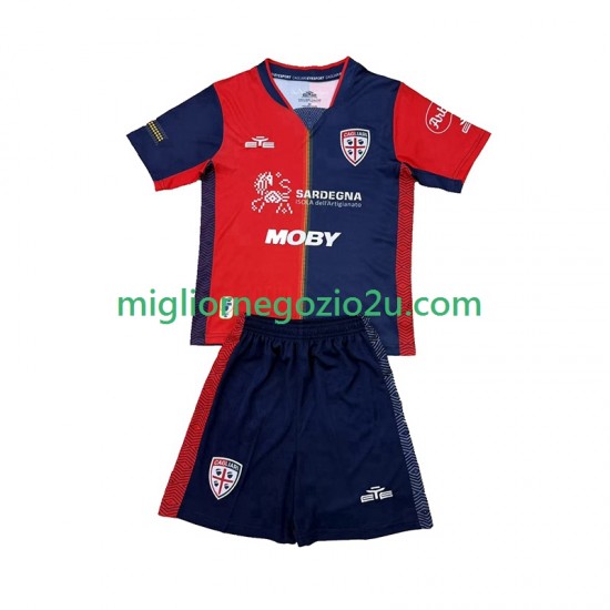 Maglia Cagliari Bambino Casa Divisa 2024-2025 Manica Corta
