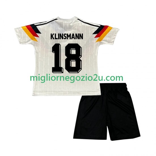 Maglia Germania Klinsmann 18 1990 Retro Bambino Casa Divisa Manica Corta