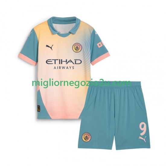 Maglia Manchester City Haaland 9 Bambino Quarta Divisa 2024-2025 Manica Corta