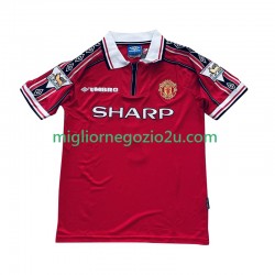 Maglia Manchester United Beckham 7 Retro Uomo Casa Divisa 1998 1999 Manica Corta