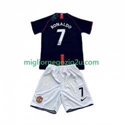 Maglia Manchester United Cristiano Ronaldo 7 2007 Retro Bambino Trasferta Divisa 2008 Manica Corta