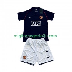 Maglia Manchester United Cristiano Ronaldo 7 2007 Retro Bambino Trasferta Divisa 2008 Manica Corta