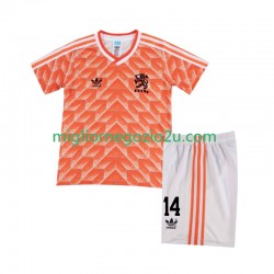 Maglia Paesi Bassi Cruyff 14 1988 Retro Bambino Casa Divisa Manica Corta