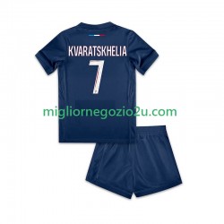 Maglia Paris Saint-Germain Khvicha Kvaratskhelia 7 Bambino Casa Divisa 2024-2025 Manica Corta