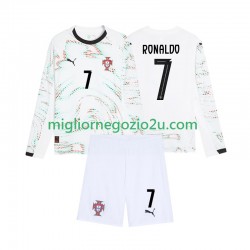 Maglia Portogallo Cristiano Ronaldo 7 Bambino Trasferta Divisa 2025 Manica Lunga