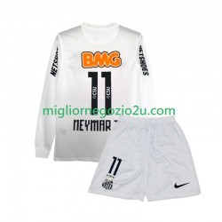 Maglia Santos FC Neymar JR 11 2012 Retro Bambino Casa Divisa 2011 Manica Lunga