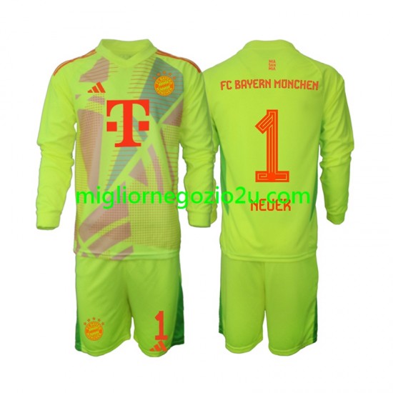 Maglia FC Bayern München Manuel Neuer 1 Portiere Bambino Casa Divisa 2024-2025 Manica Lunga