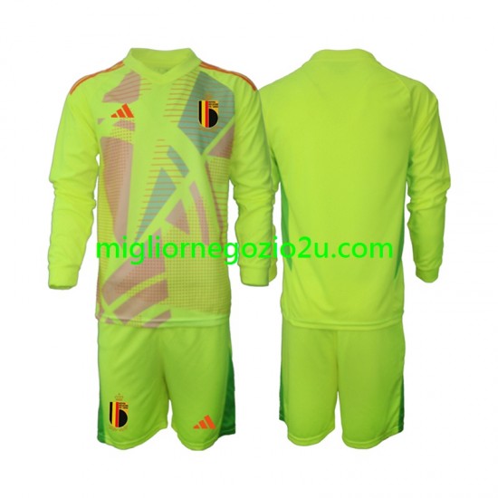 Maglia Belgio Portiere Bambino Trasferta Divisa Euro 2024 Manica Lunga