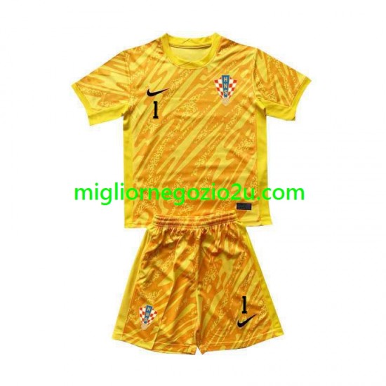Maglia Croazia DOMINIK LIVAKOVIC 1 Portiere Bambino Casa Divisa Euro 2024 Manica Corta