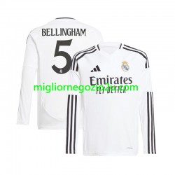 Maglia Real Madrid Jude Bellingham 5 Uomo Casa Divisa 2024-2025 Manica Lunga