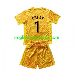 Maglia Slovenia Jan Oblak 1 Portiere Bambino Casa Divisa Euro 2024 Manica Corta