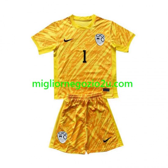 Maglia Slovenia Jan Oblak 1 Portiere Bambino Casa Divisa Euro 2024 Manica Corta