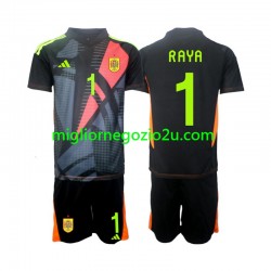 Maglia Spagna David Raya 1 Portiere Bambino Trasferta Divisa Euro 2024 Manica Corta