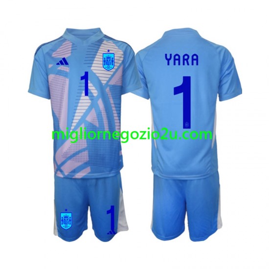 Maglia Spagna David Raya 1 Portiere Bambino Casa Divisa Euro 2024 Manica Corta