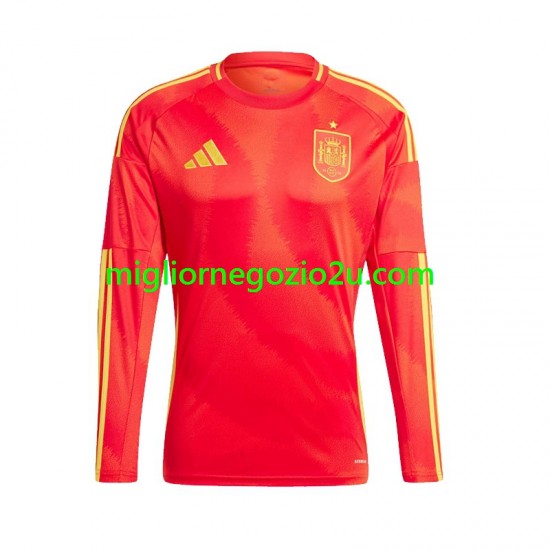 Maglia Spagna Uomo Casa Divisa Euro 2024 Manica Lunga