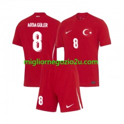 Maglia Turchia Arda Guler 8 Bambino Trasferta Divisa Euro 2024 Manica Corta