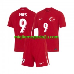 Maglia Turchia Enes Unal 9 Bambino Trasferta Divisa Euro 2024 Manica Corta
