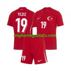 Maglia Turchia Kenan Yıldız 19 Bambino Trasferta Divisa Euro 2024 Manica Corta