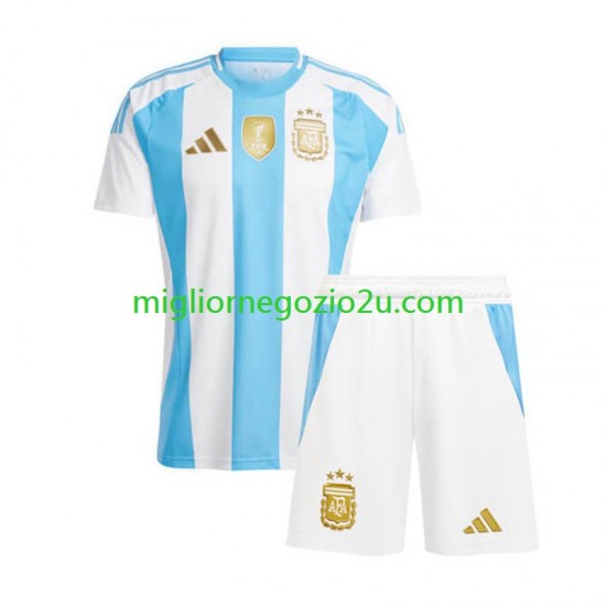 Maglia Argentina Copa America 2024 Bambino Casa Divisa Manica Corta