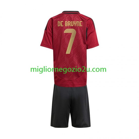 Maglia Belgio De Bruyne 7 Bambino Casa Divisa Euro 2024 Manica Corta