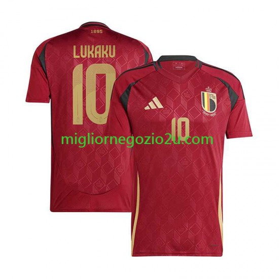 Maglia Belgio Romelu Lukaku 10 Uomo Casa Divisa Euro 2024 Manica Corta