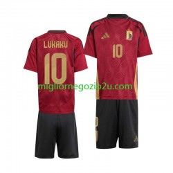 Maglia Belgio Romelu Lukaku 10 Bambino Casa Divisa Euro 2024 Manica Corta