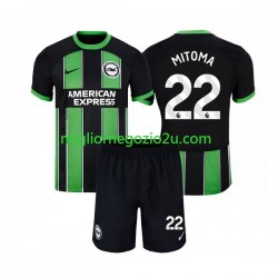 Maglia Brighton - Hove Albion Mitoma 22 Bambino Trasferta Divisa 2023-2024 Manica Corta