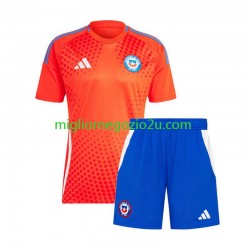 Maglia Cile Copa America 2024 Bambino Trasferta Divisa Manica Corta